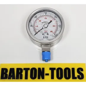 Pressure Gauges Ultra High Pressure Gauge 100mm 1600Bar-4000Bar 23000psi-60000psi M20x1.5 BARTON 2 bar3000