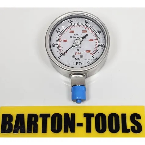 Pressure Gauges Ultra High Pressure Gauge 100mm 1600Bar-4000Bar 23000psi-60000psi M20x1.5 BARTON 3 bar3500
