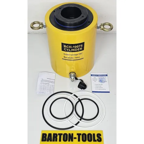 Single Acting Hollow Plunger Hydraulic Cylinders Single Acting Hollow Plunger Hydraulic Cylinder 100 Ton 75mm Stroke RCH-10075 BARTON 1 rch_10075_pic_1