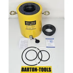 Single Acting Hollow Plunger Hydraulic Cylinders Single Acting Hollow Plunger Hydraulic Cylinder 100 Ton 75mm Stroke RCH-10075 BARTON 2 rch_10075_pic_2