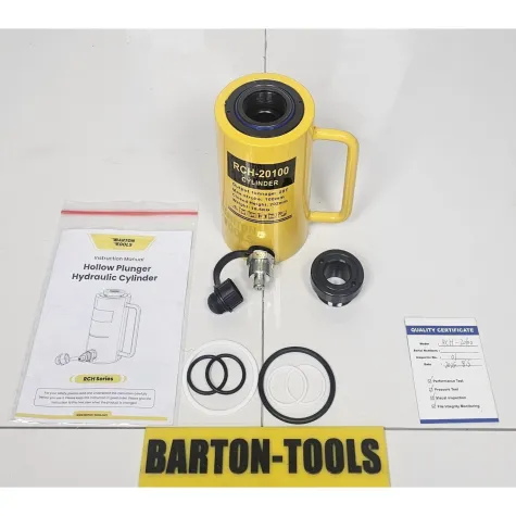 Single Acting Hollow Plunger Hydraulic Cylinders Single Acting Hollow Plunger Hydraulic Cylinder 20 Ton 100mm Stroke RCH-20100 BARTON 2 rch_20100_pic_2