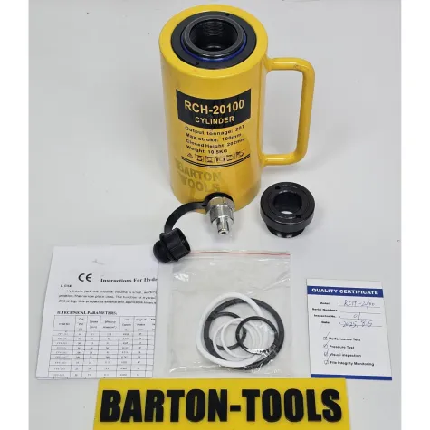 Single Acting Hollow Plunger Hydraulic Cylinders Single Acting Hollow Plunger Hydraulic Cylinder 20 Ton 100mm Stroke RCH-20100 BARTON 2 rch_20100_pic_2