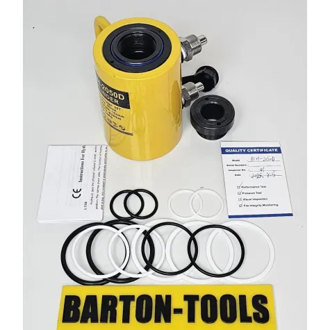 Double Acting Hollow Plunger Hydraulic Cylinders Double Acting Hollow Plunger Hydraulic Cylinder 20 Ton 50mm Stroke RCH-2050D BARTON 2 rch_2050d_pic_2