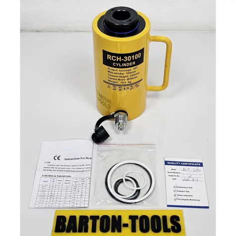 Single Acting Hollow Plunger Hydraulic Cylinders Single Acting Hollow Plunger Hydraulic Cylinder 30 Ton 100mm Stroke RCH-30100 BARTON 1 rch_30100_pic_1