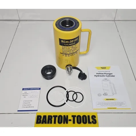 Single Acting Hollow Plunger Hydraulic Cylinders Single Acting Hollow Plunger Hydraulic Cylinder 30 Ton 100mm Stroke RCH-30100 BARTON 2 rch_30100_pic_2