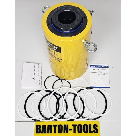 Double Acting Hollow Plunger Hydraulic Cylinders Double Acting Hollow Plunger Hydraulic Cylinder 60 Ton 100mm Stroke RCH-60100D BARTON 1 rch_60100d_pic_1